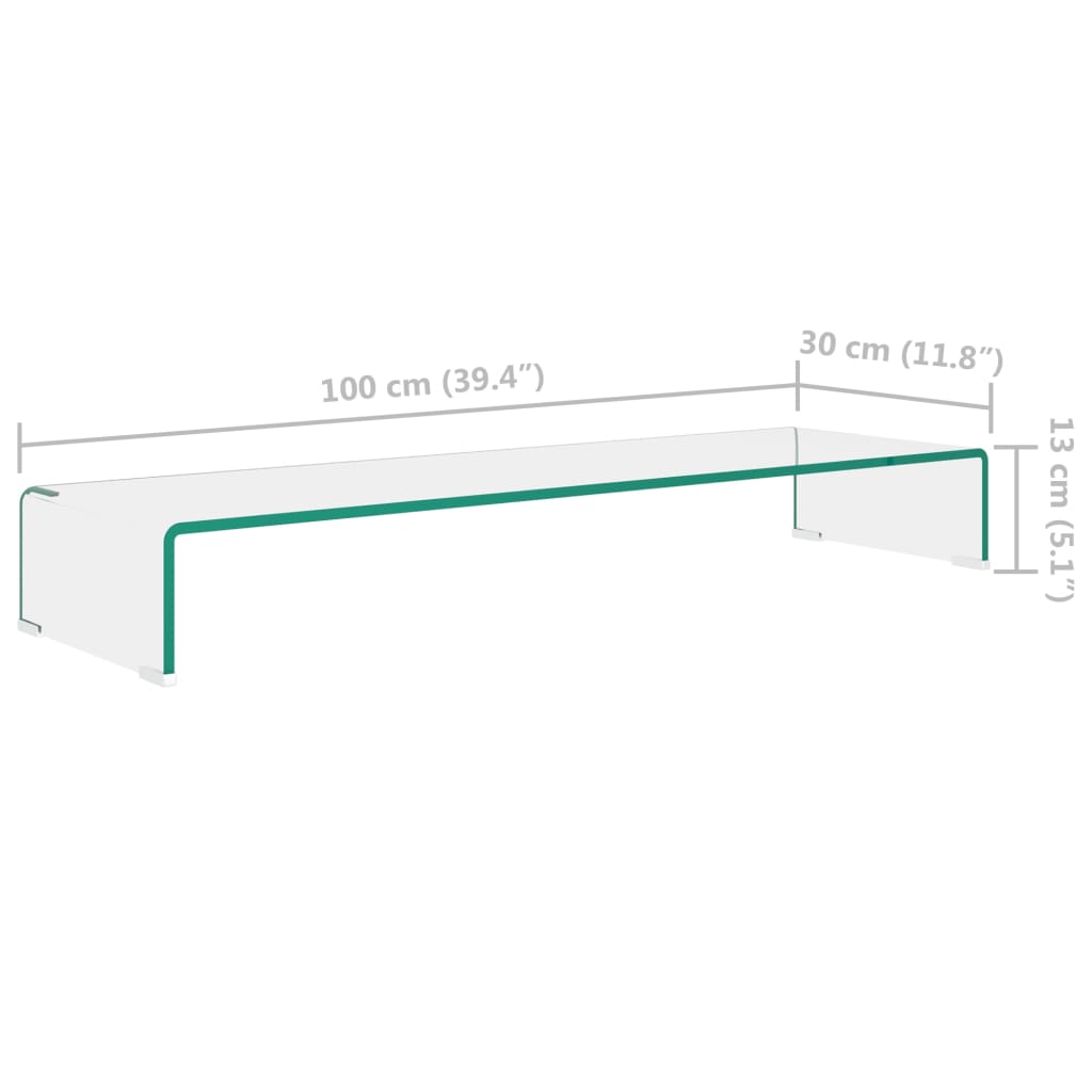 Suporte de TV/monitores em vidro transparente 100x30x13 cm