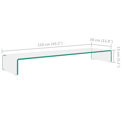 Suporte de TV/monitores em vidro transparente 110x30x13 cm