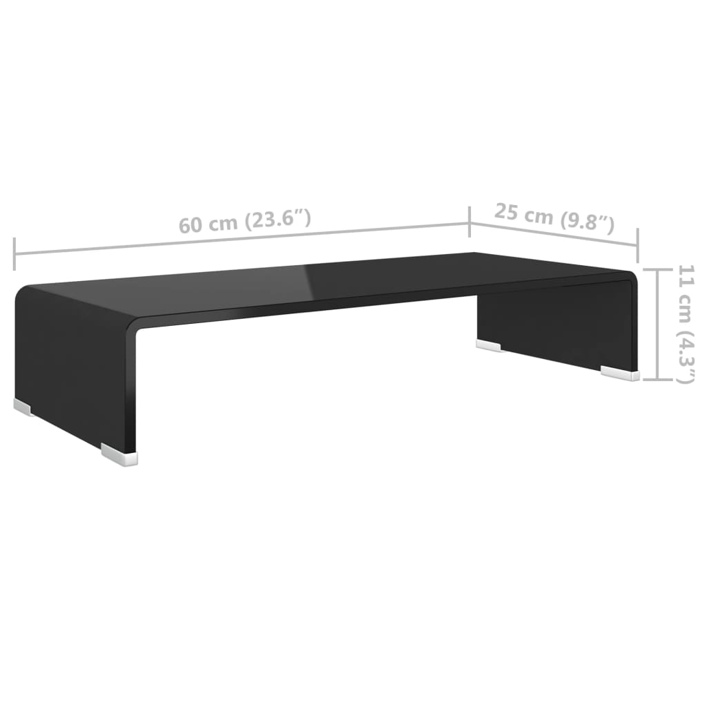 Suporte de TV/monitores em vidro preto 60x25x11 cm