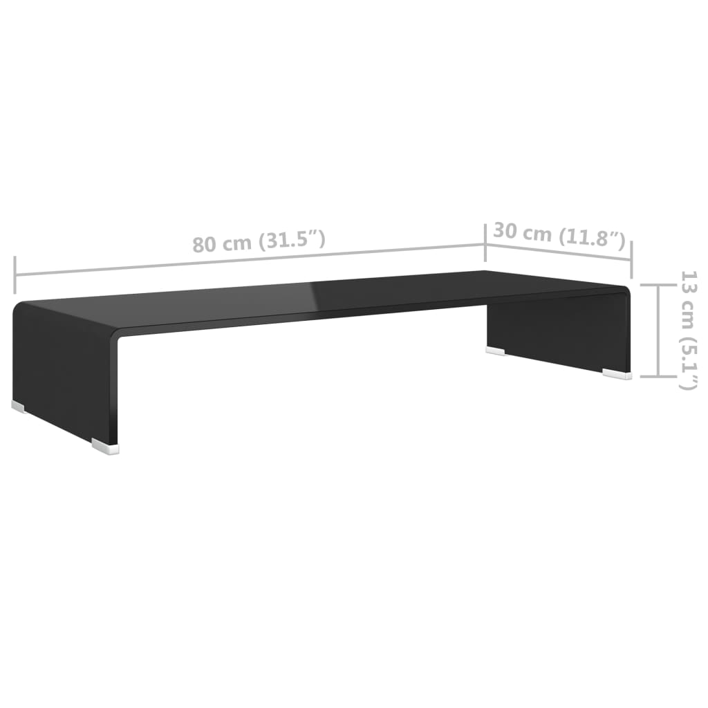 Suporte de TV/monitores em vidro 80x30x13 cm preto