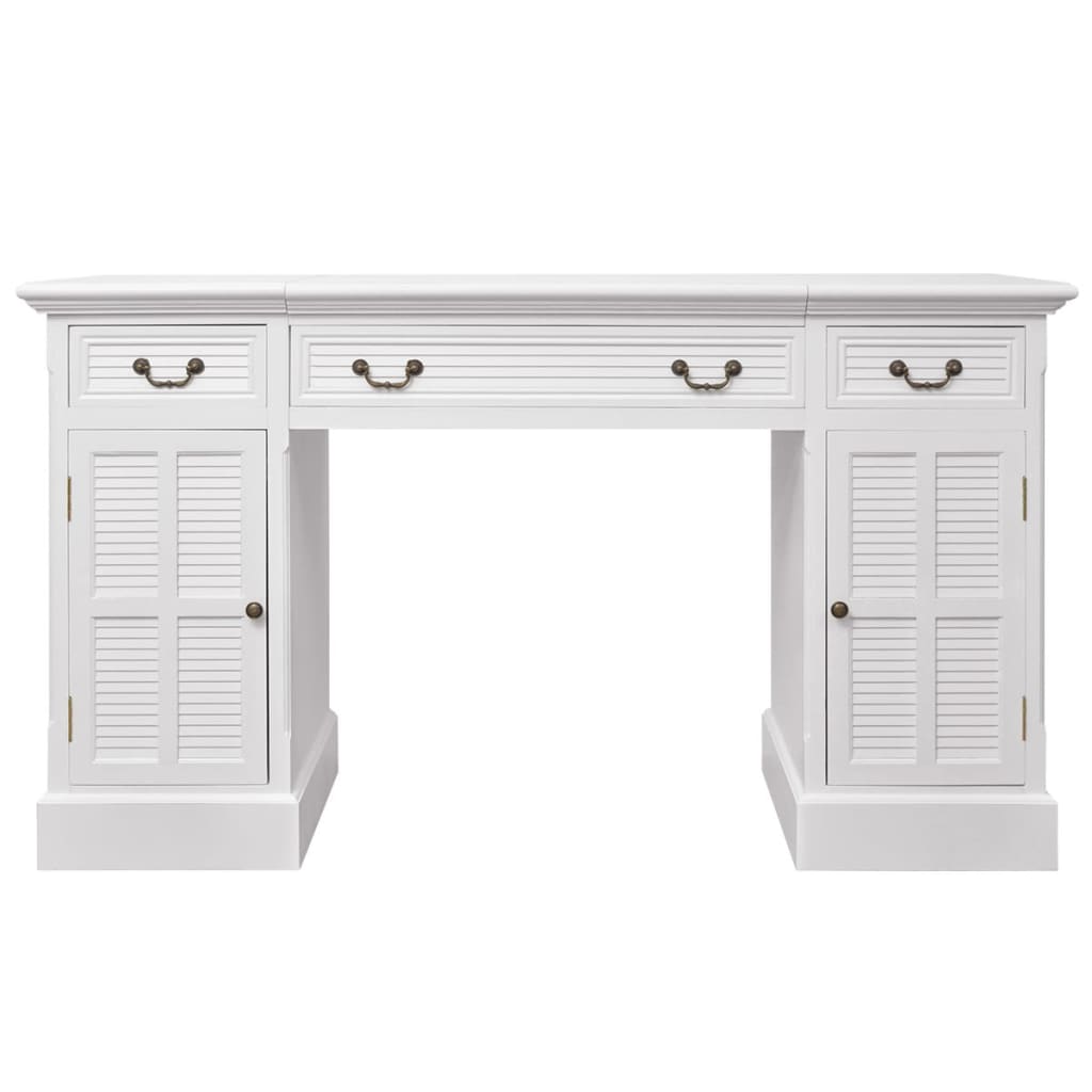 Secretária de base dupla estilo pedestal 140x48x80 cm branco