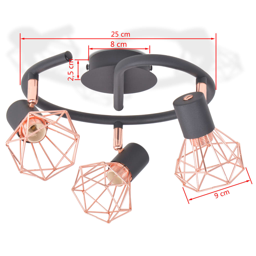 Candeeiro de teto com 3 lâmpadas filamentos LED 12 W