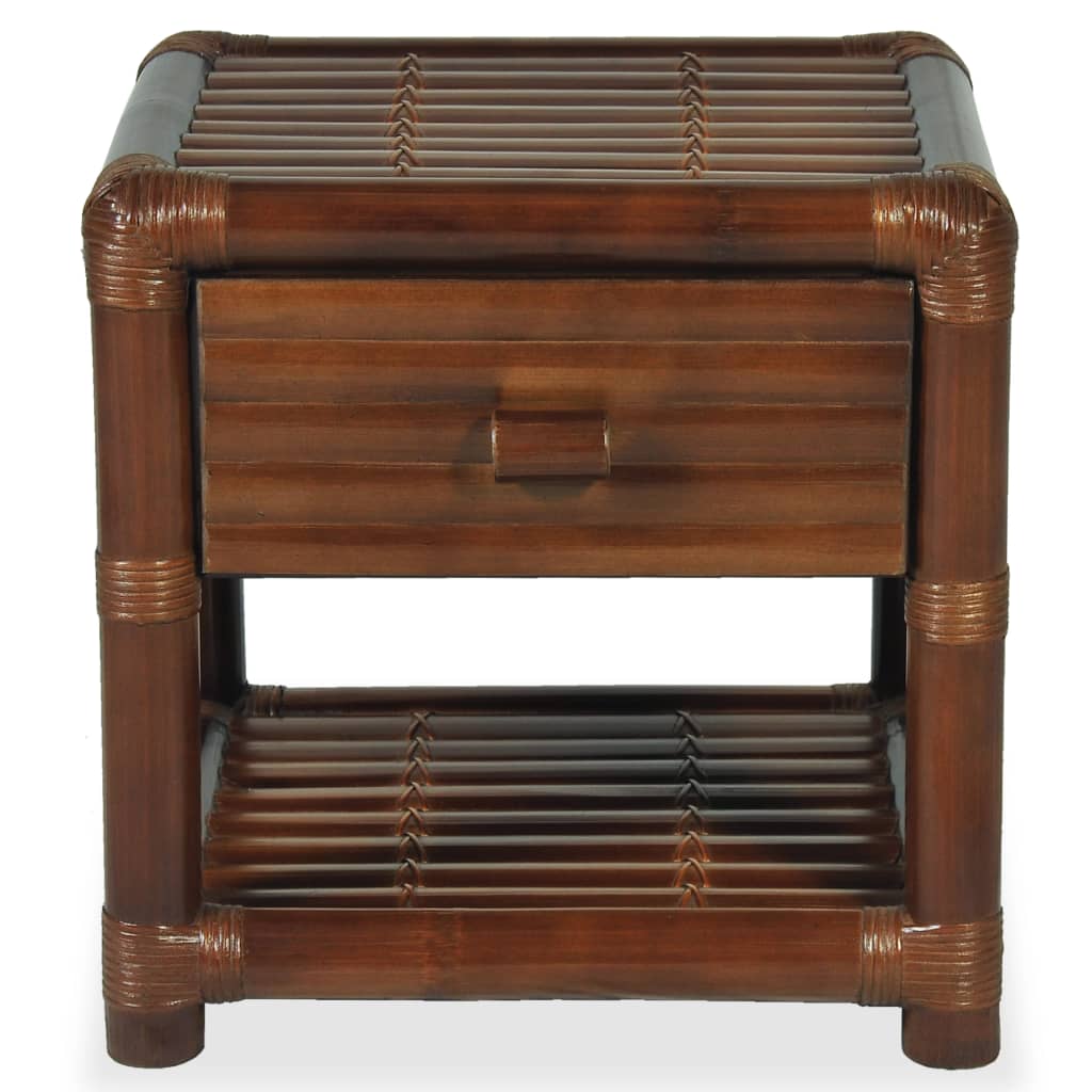 Mesa-de-cabeceira 45x45x40 cm em bambu castanho escuro