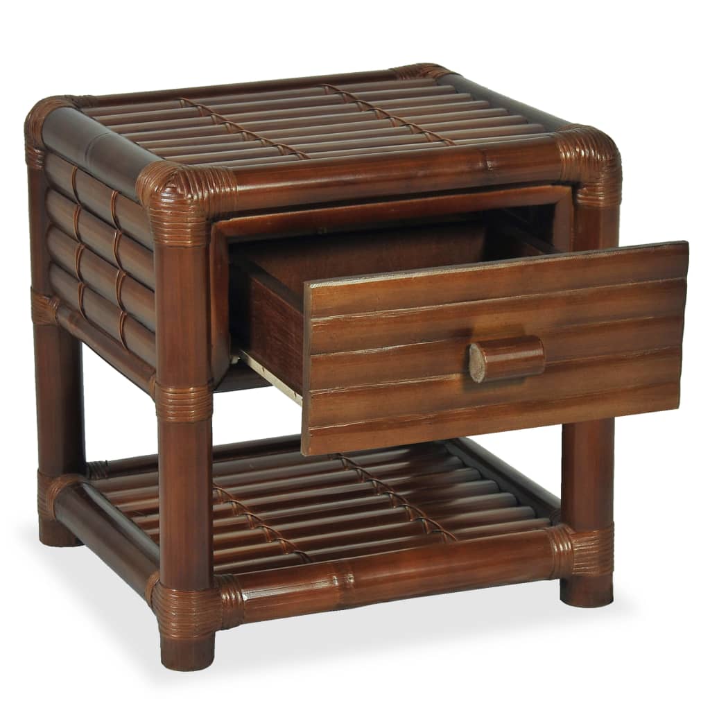 Mesa-de-cabeceira 45x45x40 cm em bambu castanho escuro