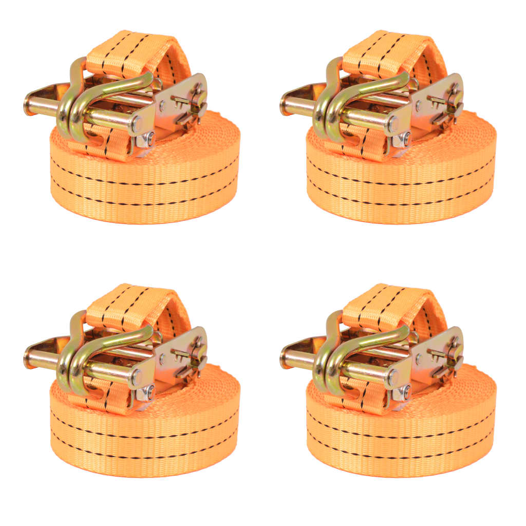 Cintas de fixação c/ roquete 4 pcs 1 tonelada 6mx38mm laranja