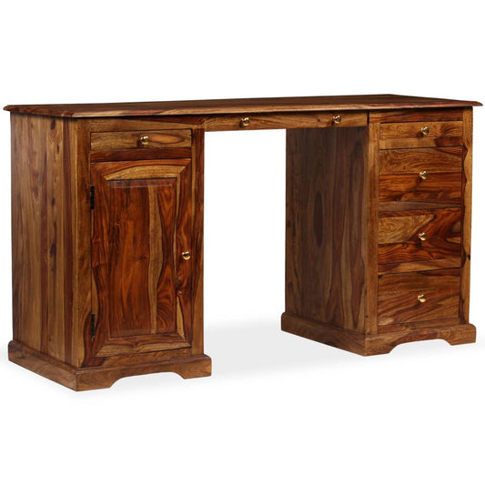 Secretária estilo pedestal madeira sheesham maciça 140x50x76 cm