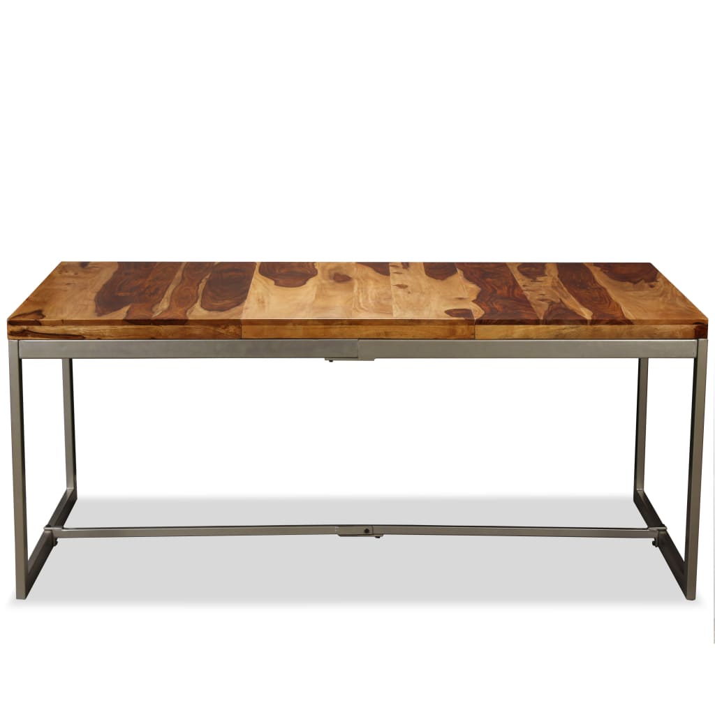 Mesa de jantar madeira de sheesham maciça e aço 180 cm