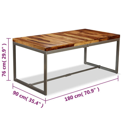 Mesa de jantar madeira de sheesham maciça e aço 180 cm