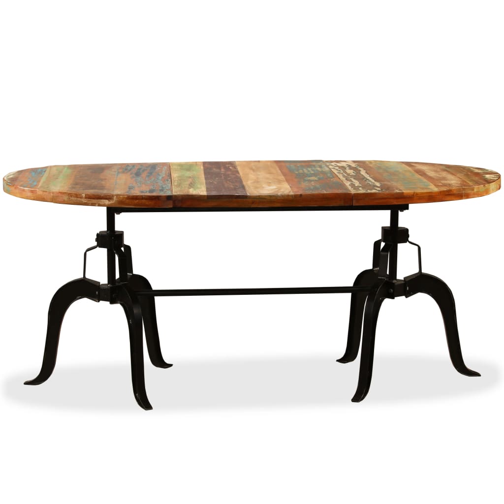 Mesa de jantar madeira reciclada maciça + aço 180 cm