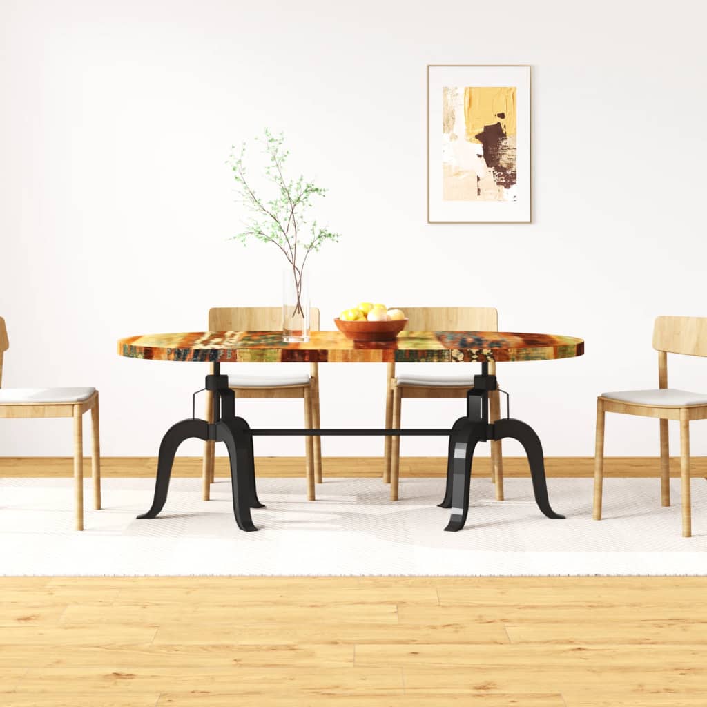 Mesa de jantar madeira reciclada maciça + aço 180 cm