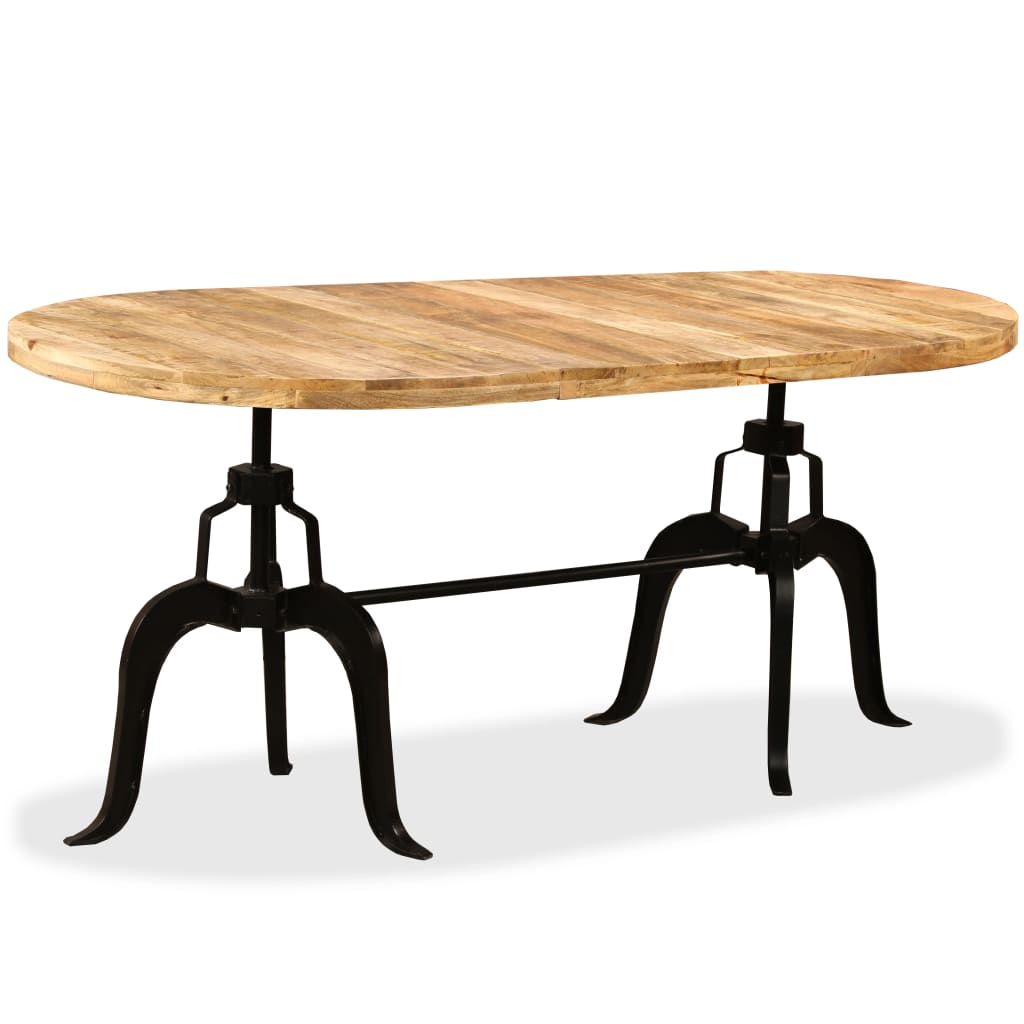 Mesa de jantar madeira de mangueira maciça e aço 180 cm