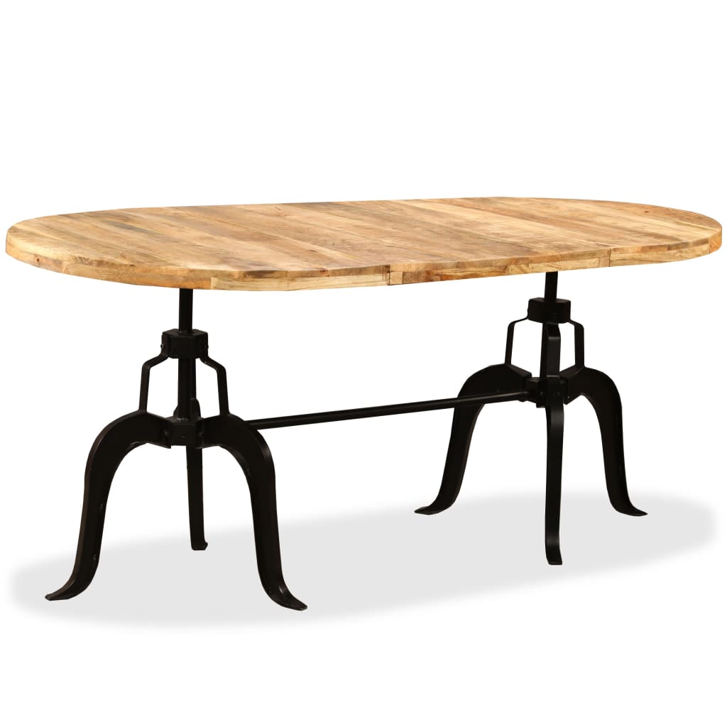 Mesa de jantar madeira de mangueira maciça e aço 180 cm