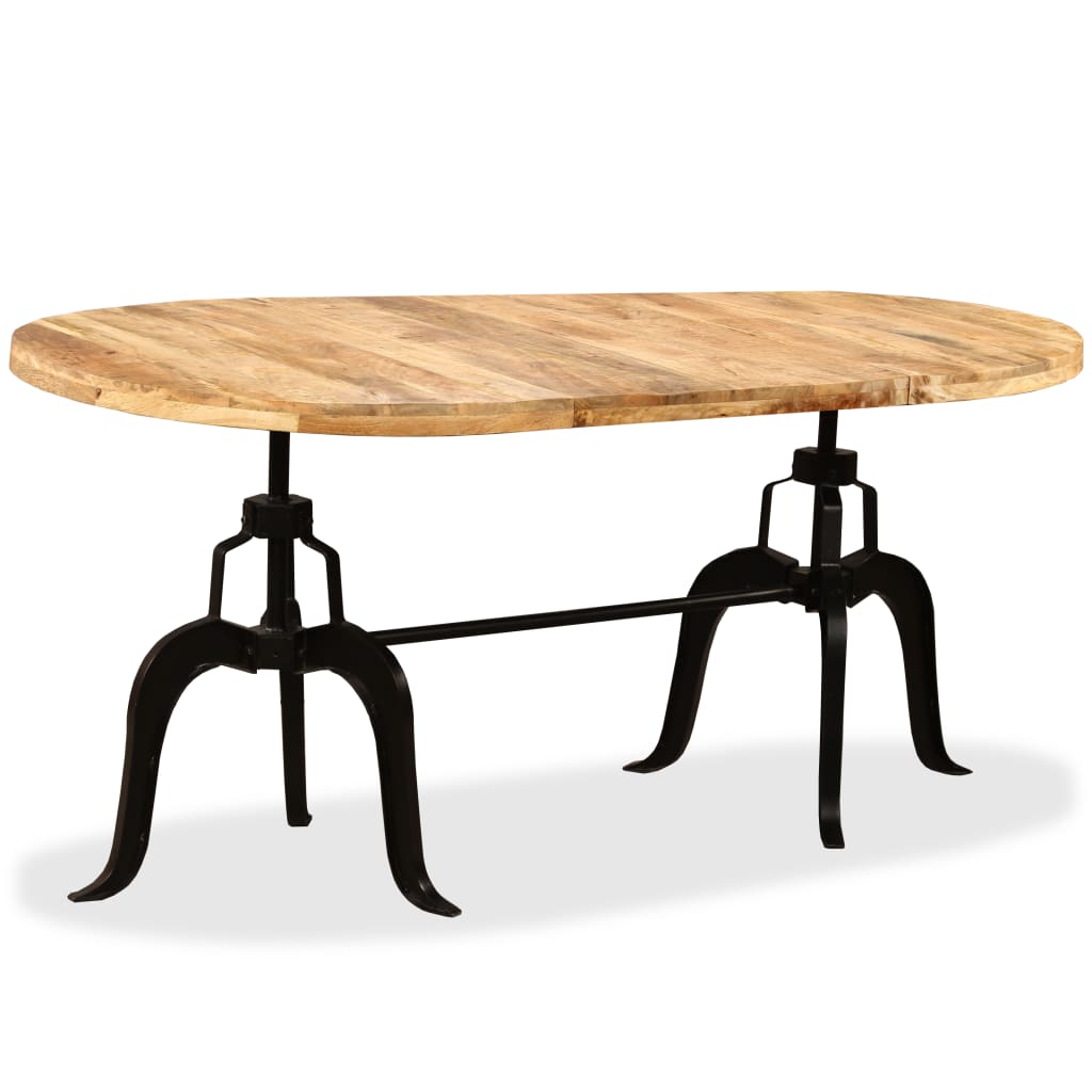 Mesa de jantar madeira de mangueira maciça e aço 180 cm