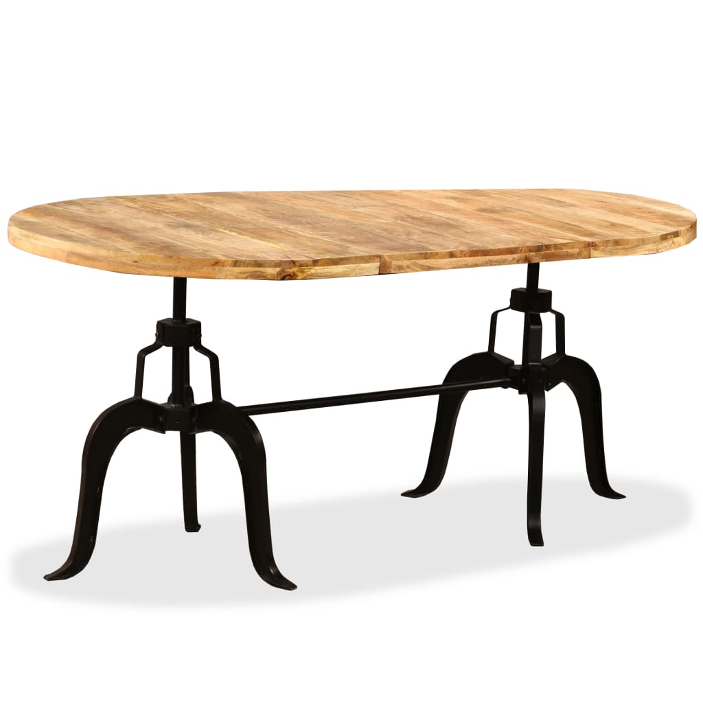 Mesa de jantar madeira de mangueira maciça e aço 180 cm