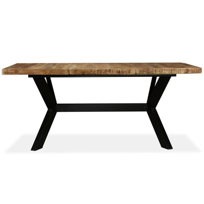 Mesa de jantar madeira de mangueira maciça + aço em cruz 180 cm