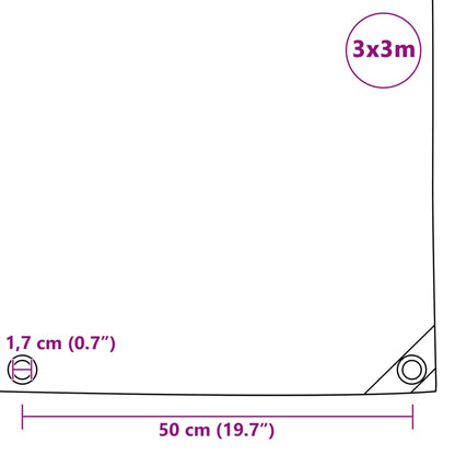 Lona 650 g/m² 3x3 m cinzento