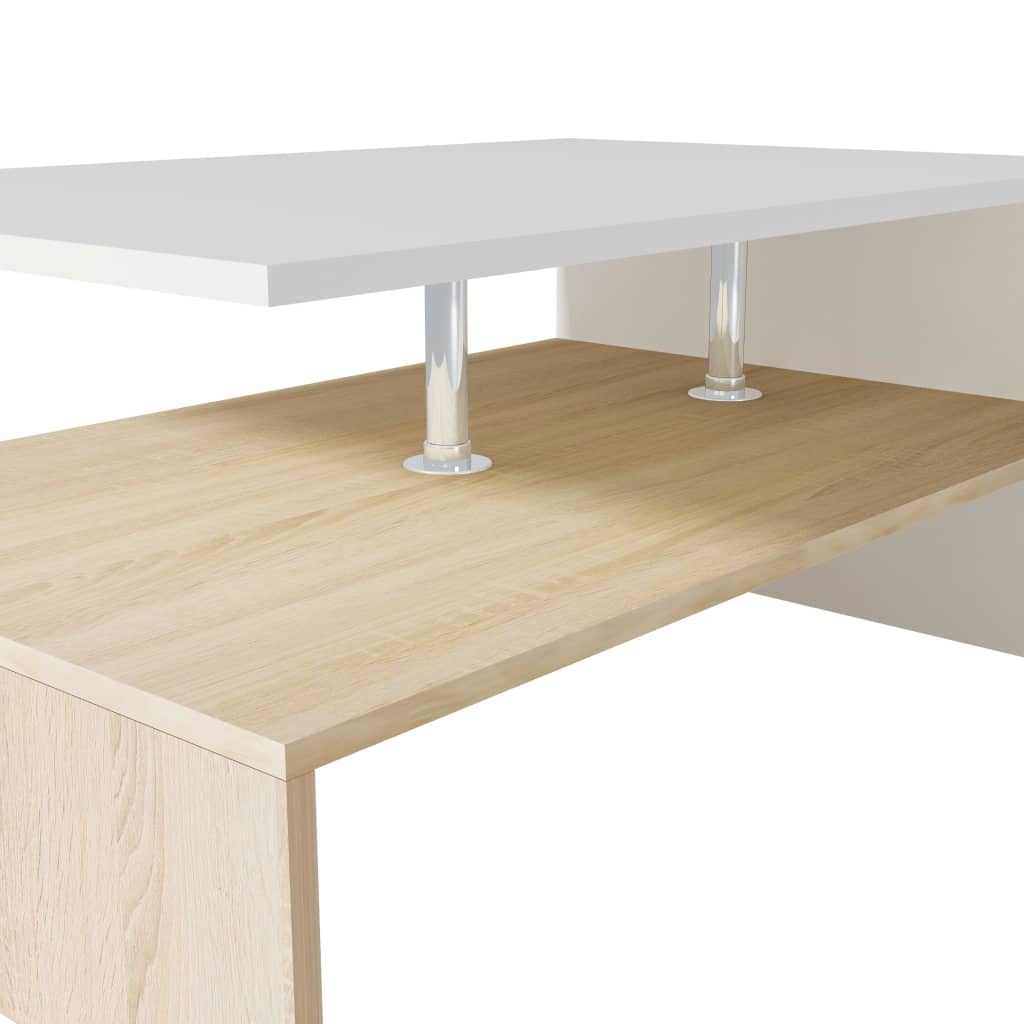 Mesa de Centro Salamanca de 90 cm - Carvalho/Branco - Design Moderno