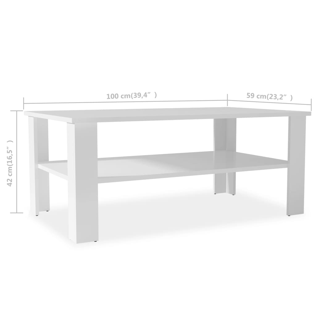 Mesa de centro em aglomerado 100x59x42 cm branco