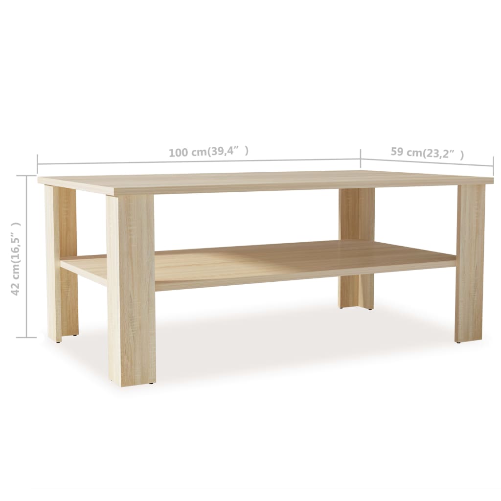 Mesa de centro em aglomerado 100x59x42 cm carvalho