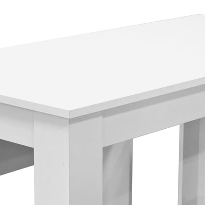 Mesa e bancos de jantar 3 pcs aglomerado branco