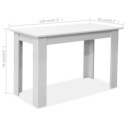 Mesa e bancos de jantar 3 pcs aglomerado branco