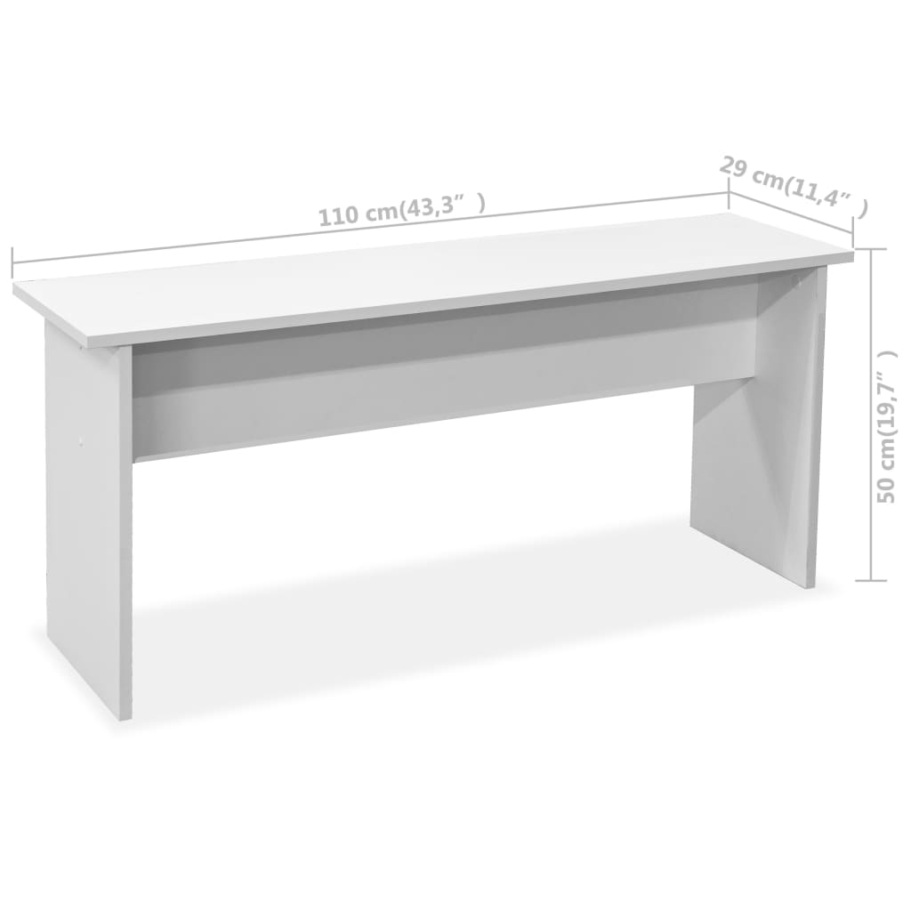 Mesa e bancos de jantar 3 pcs aglomerado branco