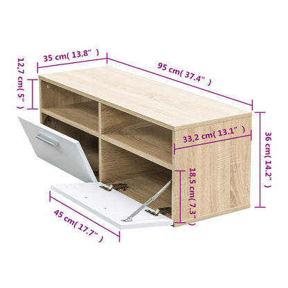 Móvel de TV em aglomerado 95x35x36 cm carvalho e branco