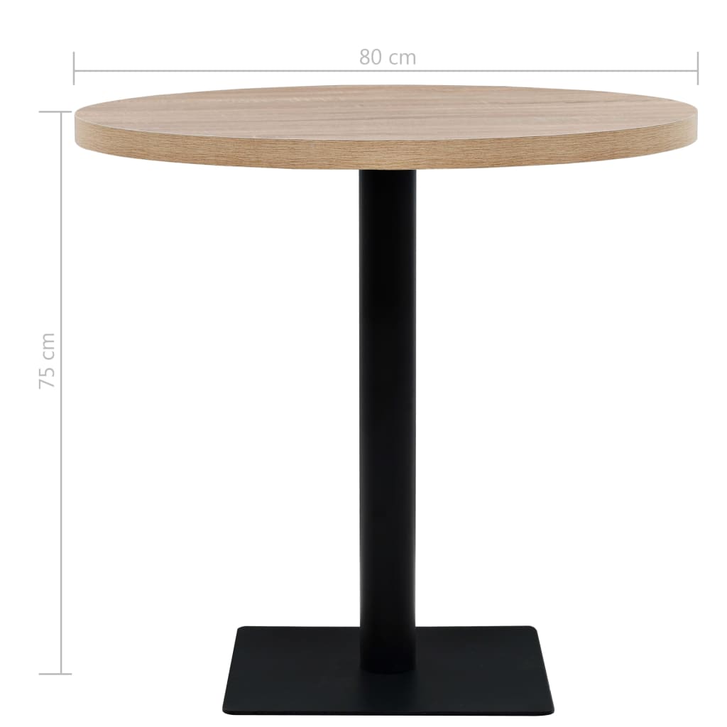 Mesa bistrô MDF e aço redonda 80x75 cm cor de carvalho