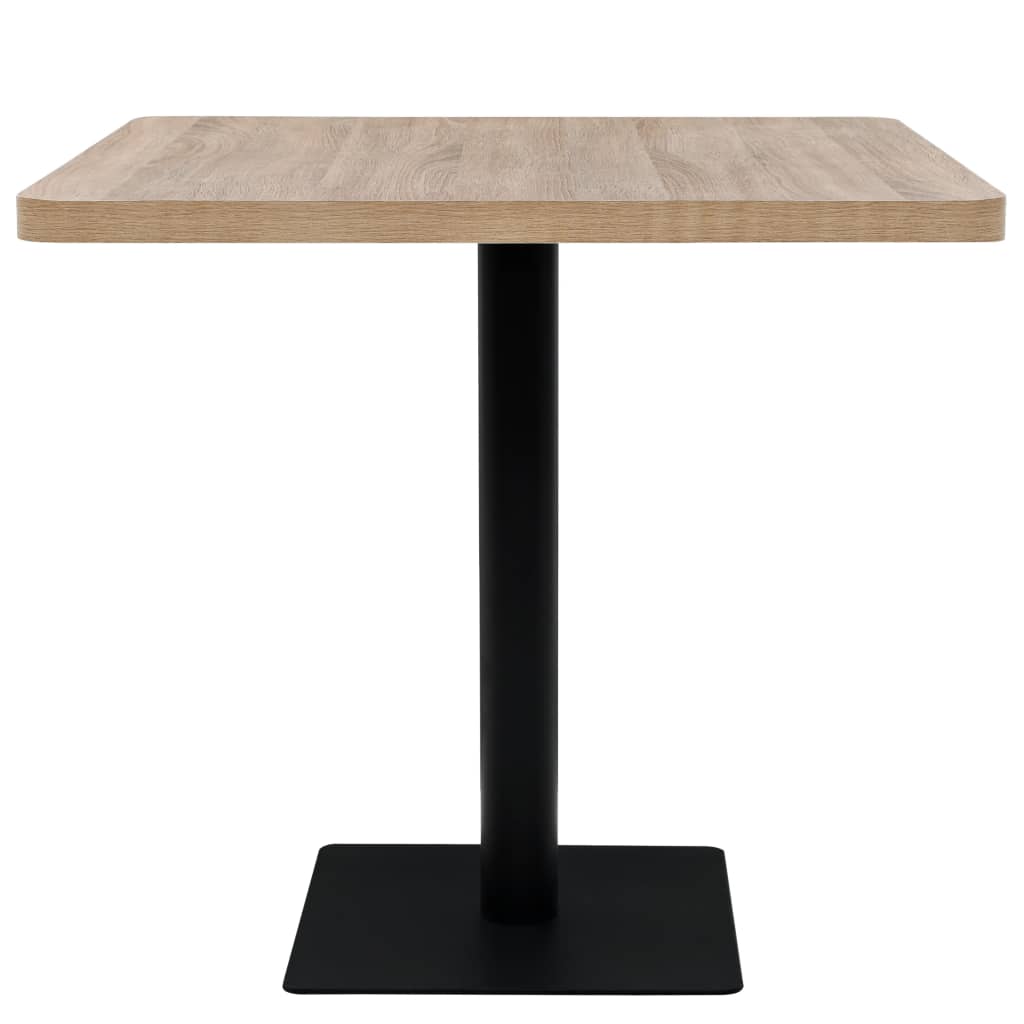 Mesa bistrô em MDF e aço quadrada 80x80x75 cm cor de carvalho