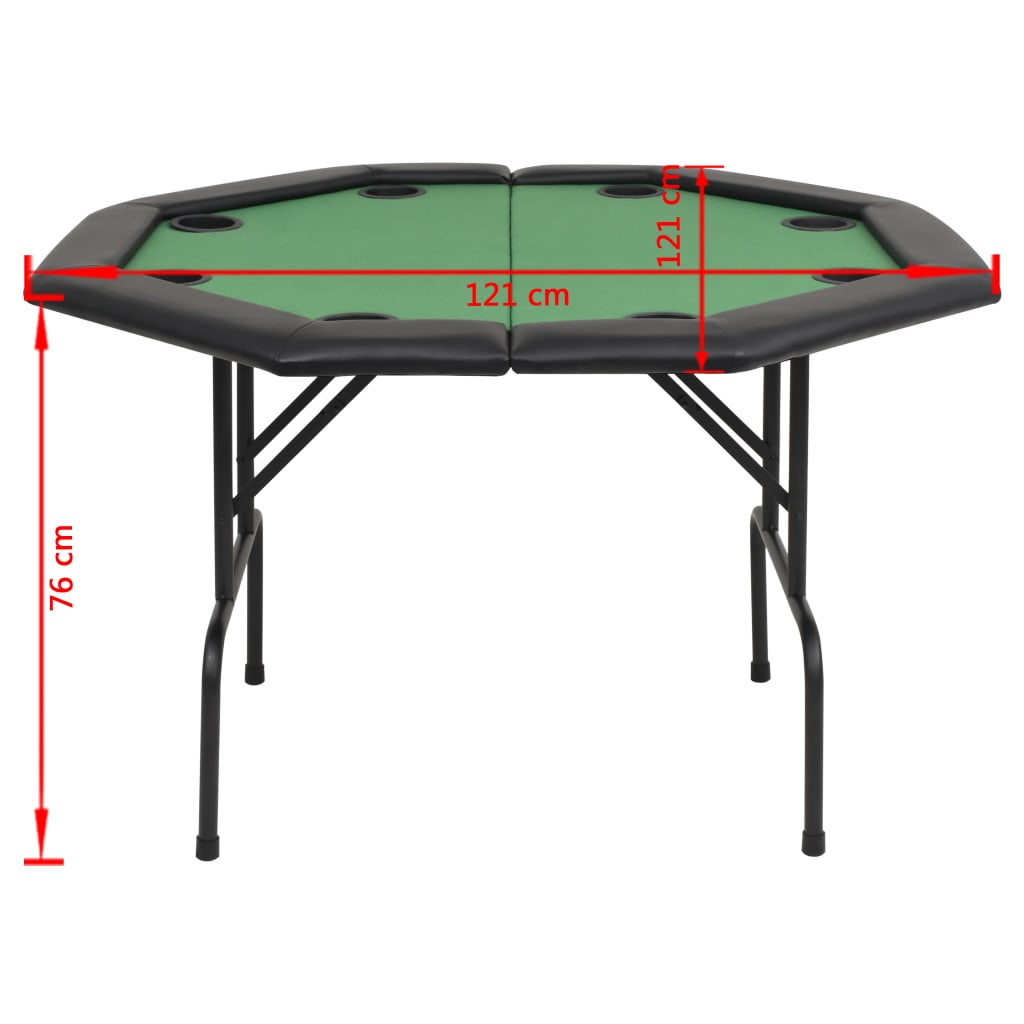 Mesa de póquer dobrável em dois 8 jogadores octogonal verde