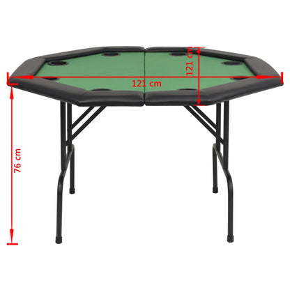 Mesa de póquer dobrável em dois 8 jogadores octogonal verde