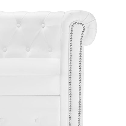 Sofá Chesterfield em forma de L couro artificial branco