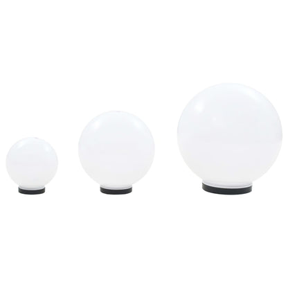 Conjunto de candeeiros esféricos LED 3 pcs 20/30/40 cm PMMA