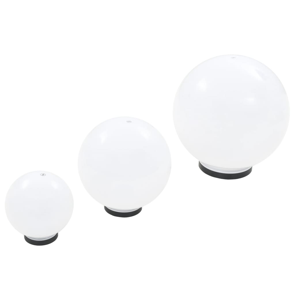 Conjunto de candeeiros esféricos LED 3 pcs 20/30/40 cm PMMA