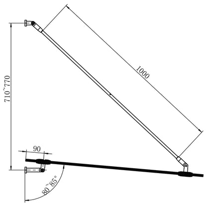 Toldo em vidro para porta frontal VSG 90x75 cm aço inoxidável