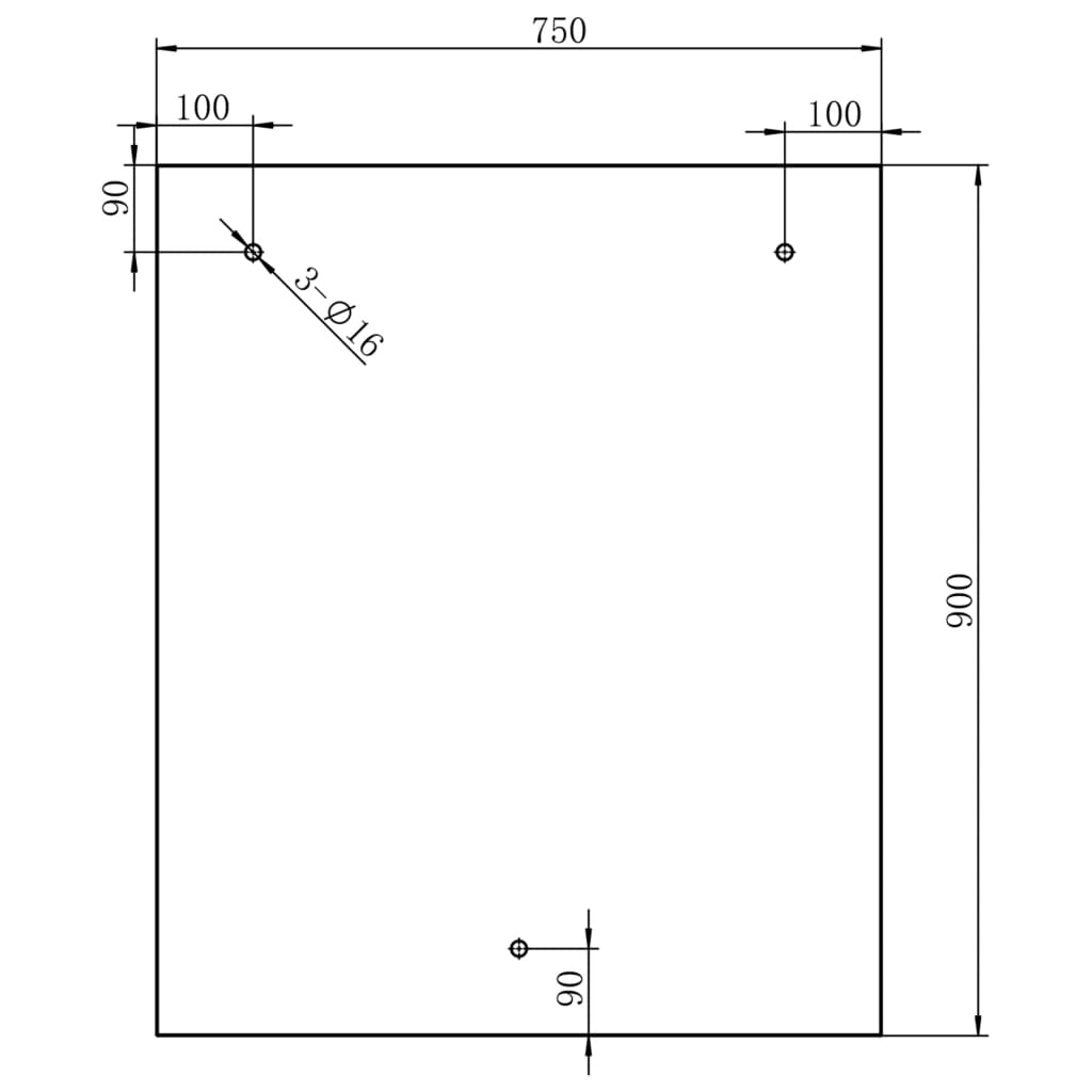 Toldo em vidro para porta frontal VSG 90x75 cm aço inoxidável