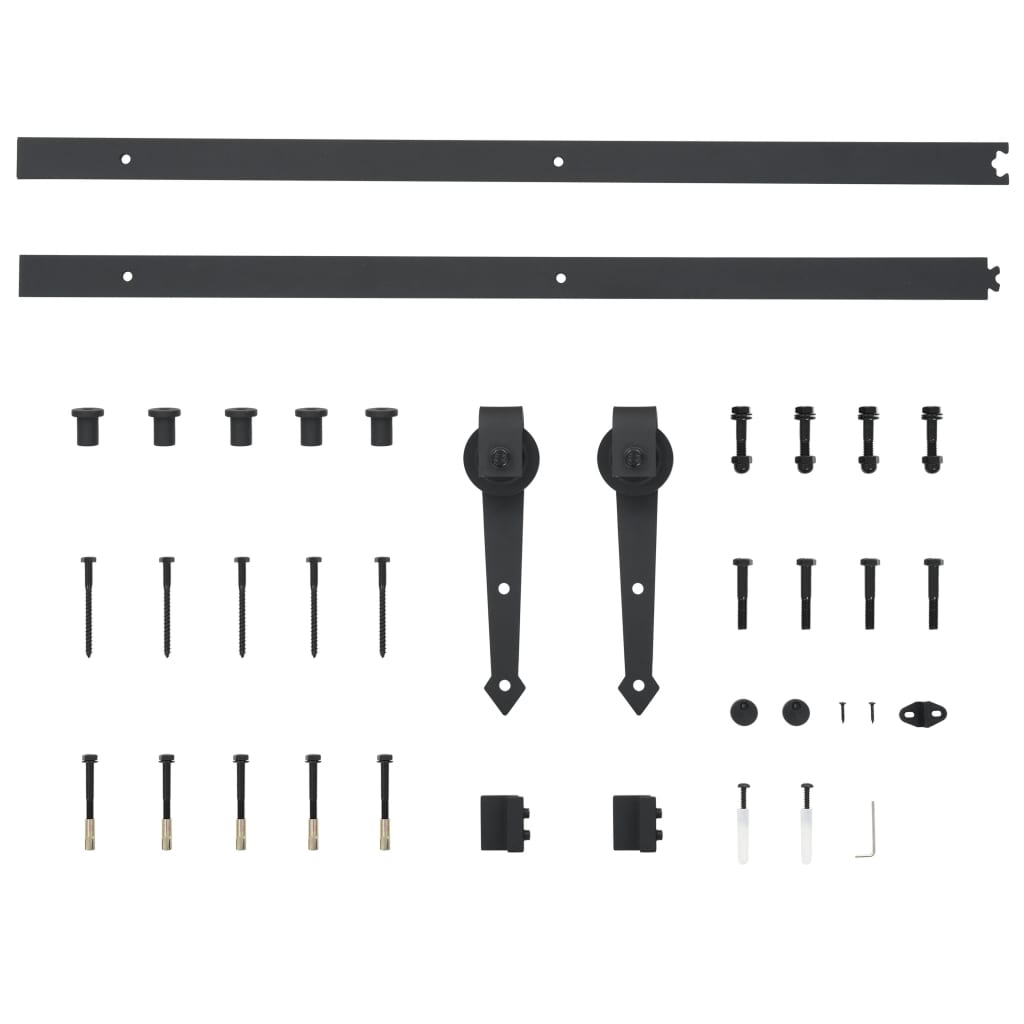 Kit de ferragens para porta deslizante 183 cm aço preto