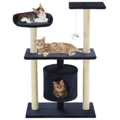 Árvore p/ gatos c/ postes arranhadores sisal 95 cm azul escuro