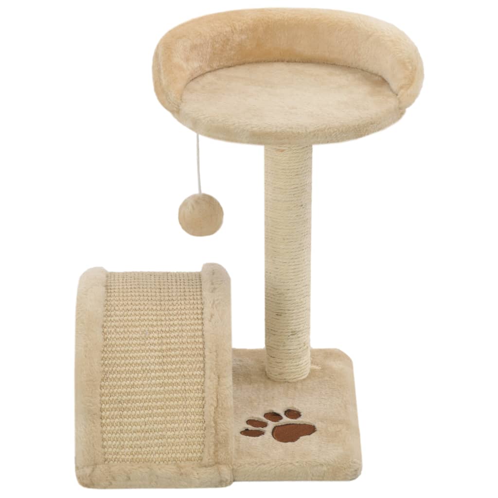 Árvore p/ gatos c/postes arranhadores sisal 40 cm bege/castanho