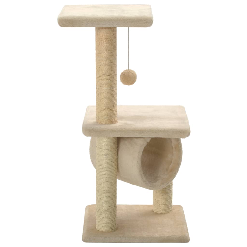 Árvore para gatos c/ postes arranhadores sisal 65 cm bege