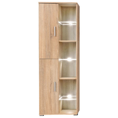 Conjunto de Móveis York com Luzes LED para Sala - Carvalho - Design Moderno