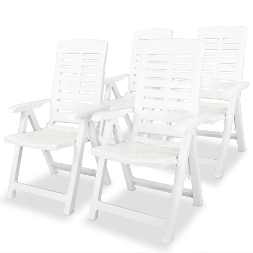 Cadeiras de jardim reclináveis 4 pcs plástico branco