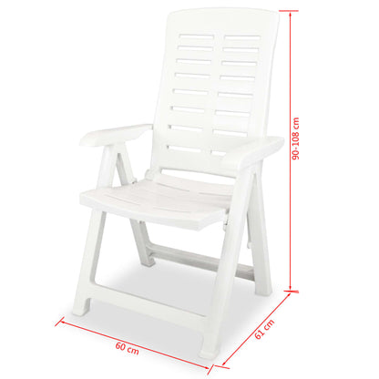 Cadeiras de jardim reclináveis 4 pcs plástico branco