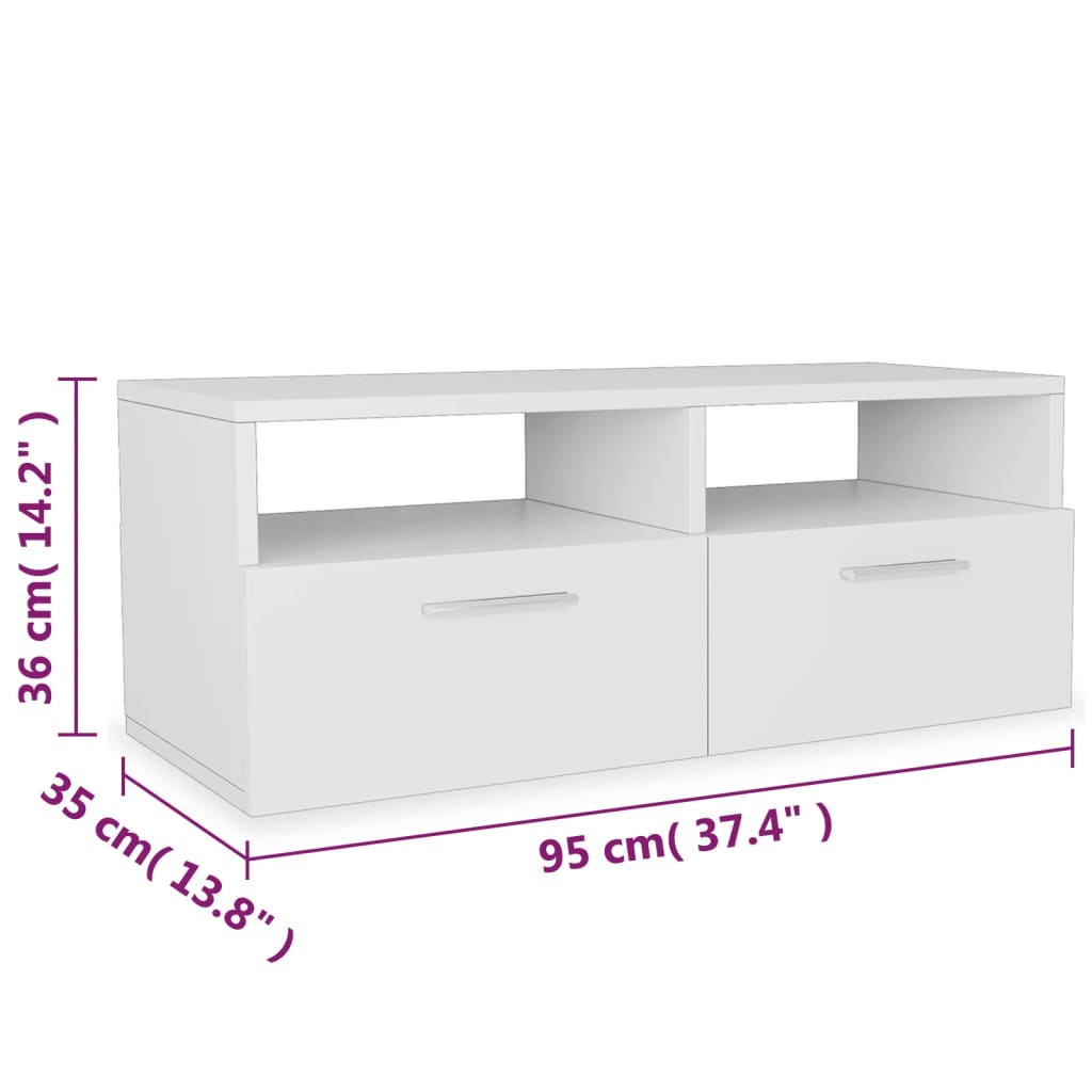 Móveis de TV 2 pcs aglomerado 95x35x36 cm branco