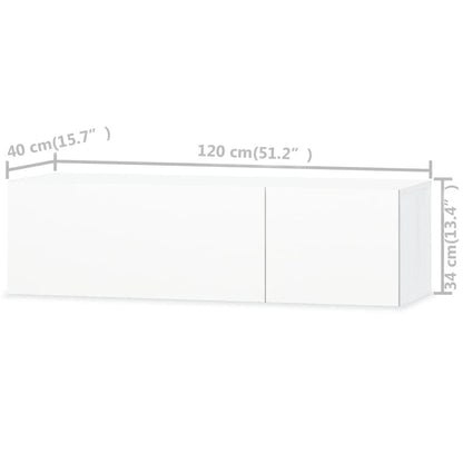 Móvel de TV de Parede Cardani de 240 cm - Branco Brilhante/Branco - Design Moderno