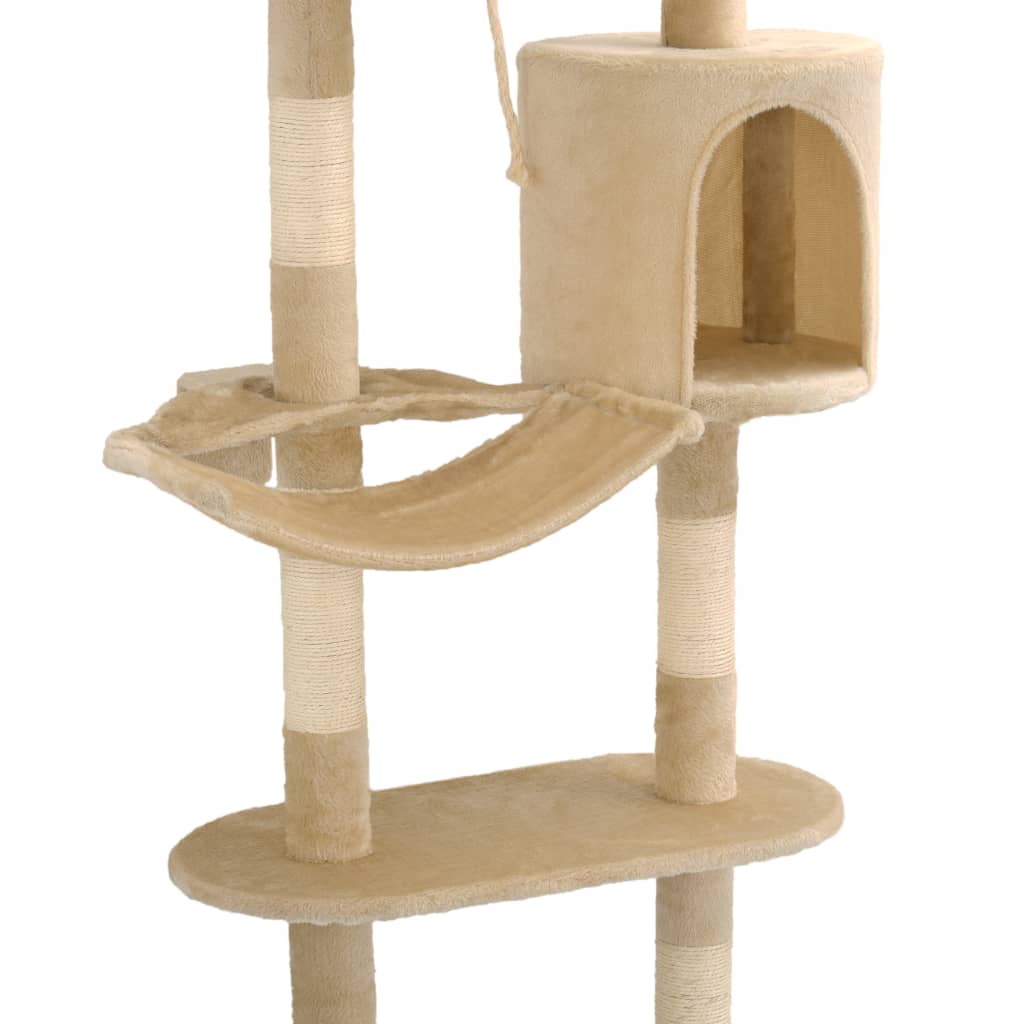 Árvore para gatos de parede c/ arranhadores sisal 194 cm bege