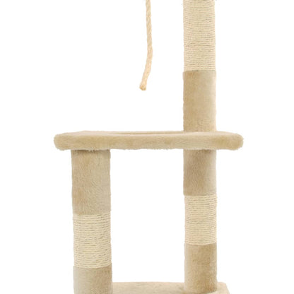 Árvore para gatos c/ postes arranhadores sisal 109 cm bege