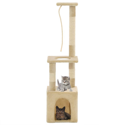 Árvore para gatos c/ postes arranhadores sisal 109 cm bege