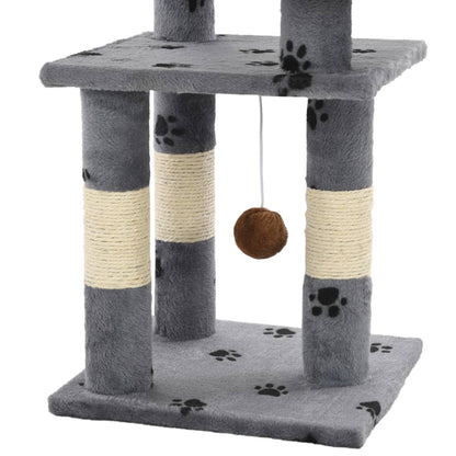 Árvore para gatos c/ postes arranhadores sisal 65 cm cinzento