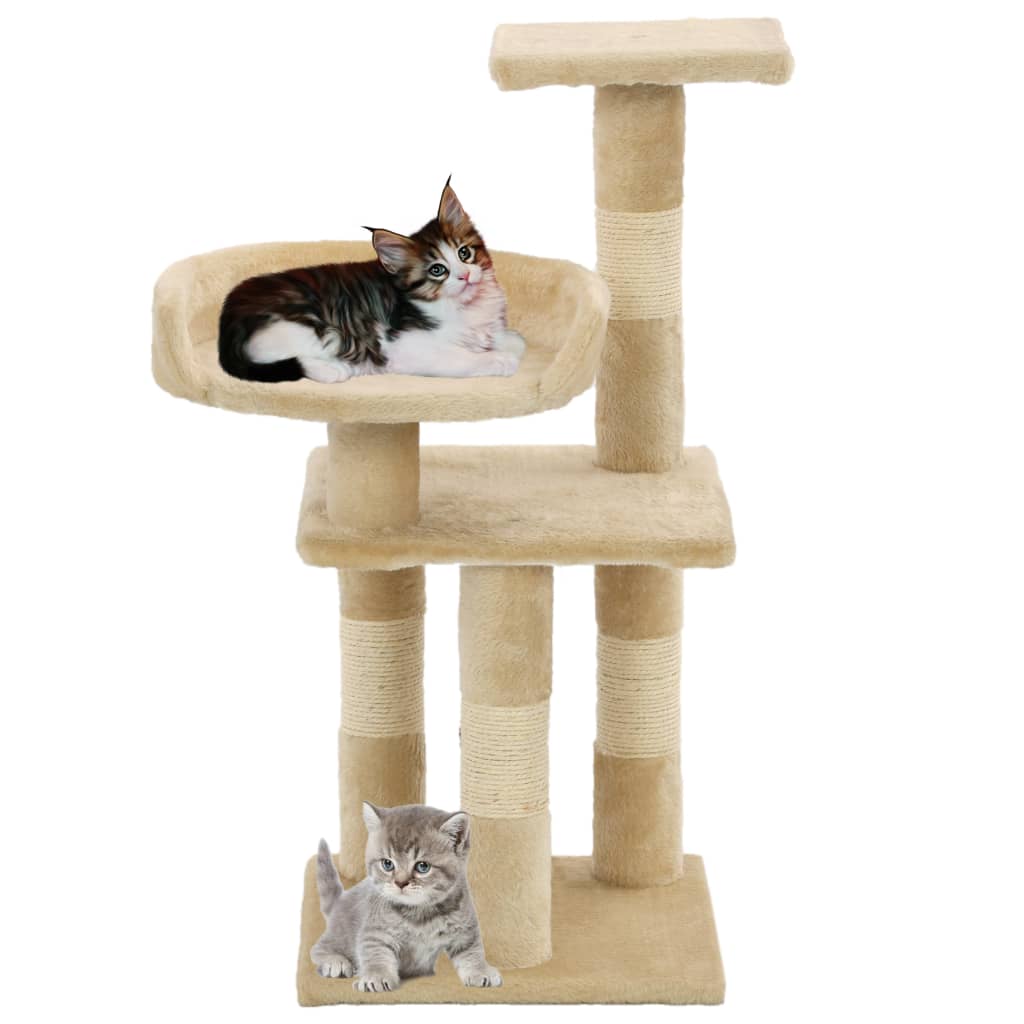 Árvore para gatos c/ postes arranhadores sisal 65 cm bege